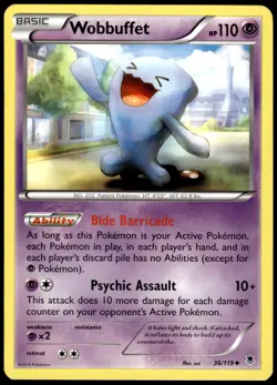 Wobbuffet 36/119 Phantom Forces Uncommon LP Pokemon 2014 - Image 1