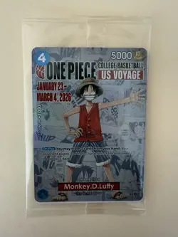 One Piece Monkey D. Luffy US Voyage College Basketball Promo Card Rutgers - Image 1