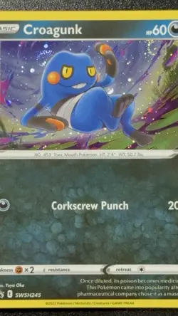 Croagunk Multiple Swirls 💫💫 Black Star Promo Holo 2022 Nm-Lp Pokemon Card - Image 4