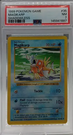 PSA 7 Unlimited Shadowless Magikarp 35/102 Pokemon 1999 Base Set Wotc TCG - Image 1