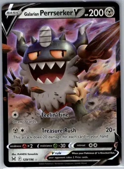 Galarian Perrserker V 129/196 SWSH11: Lost Origin - Pokemon Card - NM - Image 1