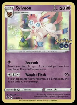 Sylveon 035/078 Reverse Holo Rare Pokemon GO Pokemon NM - Image 1
