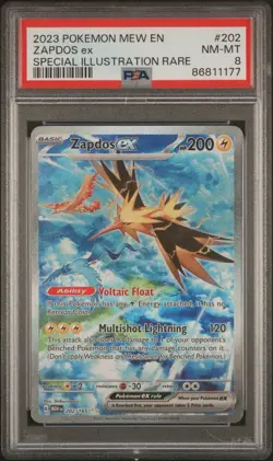 2023 POKEMON MEW EN-151 SPECIAL ILLUSTRATION RARE #202/165 ZAPDOS EX PSA 8 - Image 2