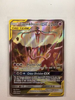 Pokemon TCG Espeon & Deoxys GX TAG TEAM Promo Holo 260HP SM SM240 English - Image 1