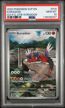 2023 POKEMON SCARLET & VIOLET POKEMON CENTER ETB PROMO SVP #014 KORAIDON PSA 10 - Image 1
