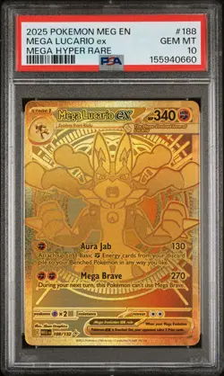 2025 POKEMON MEG EN-MEGA EVOLUTION MEGA HYPER RARE #188 MEGA LUCARIO EX PSA 10 - Image 1