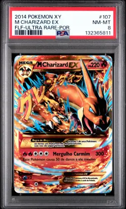 2014 POKEMON XY FLASHFIRE ULTRA RARE-PORTUGUESE #107 M CHARIZARD EX PSA 8 - Image 1