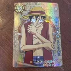 One Piece Luffy Eating Pizza Anime Manga RARE Mint Holo Trading Card CCG Japanes - Image 3