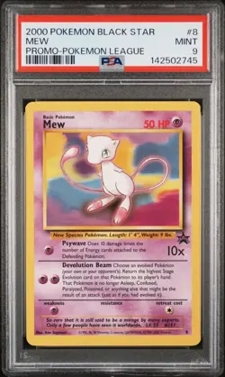 PSA 9 2000 Black Star League Promo Pokemon Card Mew 8 - MINT! - Image 1