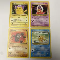 Lot Of 4 90s Vintage Pokemon Cards Pikachu /Jynx / Geodude / Magikarp - Image 1