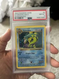 1999 POKEMON BASE SET SHADOWLESS #6 GYARADOS-HOLO PSA 8 - Image 1