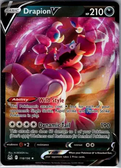 Drapion V 118/196 SWSH11: Lost Origin - Pokemon Card - NM - Image 1