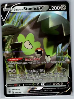 Galarian Stunfisk V 128/189 SWSH03: Darkness Ablaze - Pokemon Card - NM - Image 1