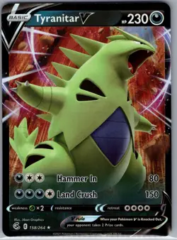 Tyranitar V 158/264 SWSH08: Fusion Strike - Pokemon Card - NM - Image 1