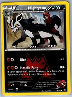 Team Magma's Mightyena 19/34 Non Holo Double Crisis - Pokemon Card - NM - Image 1