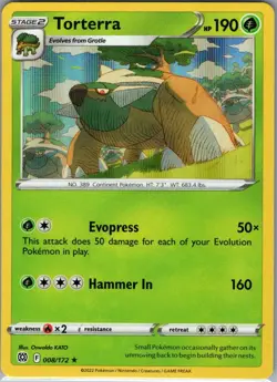 Torterra 008/172 Holo SWSH09: Brilliant Stars - Pokemon Card - NM - Image 1