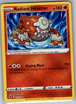 Radiant Heatran 027/189 SWSH10: Astral Radiance - Pokemon Card - NM - Image 1