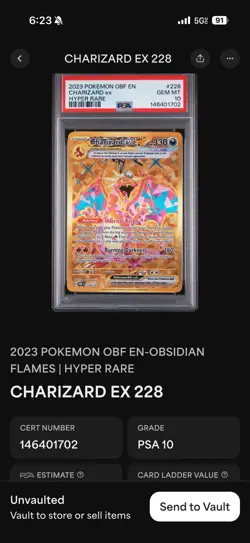 2023 POKEMON OBF EN-OBSIDIAN FLAMES HYPER RARE #228 CHARIZARD EX PSA 10 - Image 3