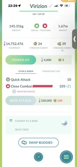 Pokemon Go Legendary Virizion ( Normal ) (Reduced) - Image 2