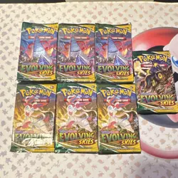 Pokemon TCG Sword & Shield Evolving Skies 7 Booster Packs - 10 Cards Each EN - Image 1