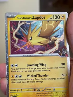 POKEMON TEAM ROCKET'S ZAPDOS 070/182 RARE COSMOS HOLO SWIRL ON BORDER CARD VLP - Image 4