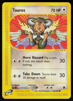 Pokemon Tauros 133/165 Expedition Base Set Common Near Mint - Image 1