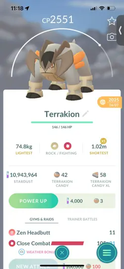 Pokemon Go Legendary Terrakion ( Normal ) ( Reduced) - Image 1