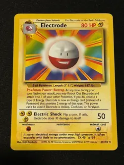 Pokemon Base Set Unlimited Electrode Rare Card 21/102 NM/MINT - Image 1