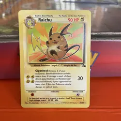 Pokemon TCG Raichu Fossil 29/62 Rare non Holo (Top left creased)vintage WOTC - Image 3