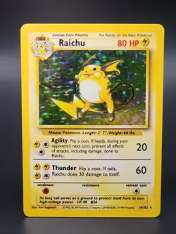 Raichu Pokemon Card Holo WOTC 14/102 Base Set Rare Vintage 1999 LP+ - Image 1