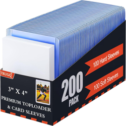 200 Card Sleeves Toploads for 100 100 Hard Sleeves+100 Soft Sleeves, Blue - Image 1