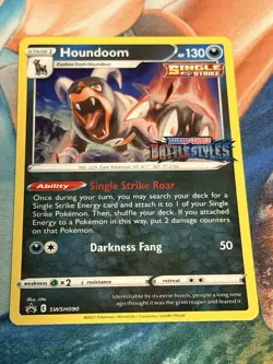 Pokemon TCG Houndoom SWSH090 Battle Styles Pre-Release Promo Holo LP - Image 1