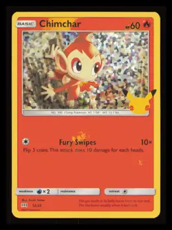 Chimchar Holo 12/25 McDonald's Pokemon 25th Anniversary NM - Image 1