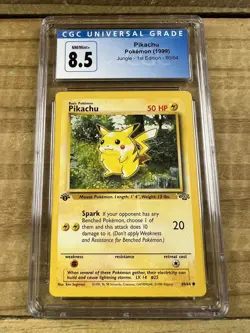 1999 Pokemon Jungle 1st Edition NON-HOLO - Pikachu - 60/64 CGC 8.5 NM / Mint+ - Image 1