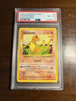 1999 pokemon shadowless charmander psa 8 mint 46/102 - Image 1