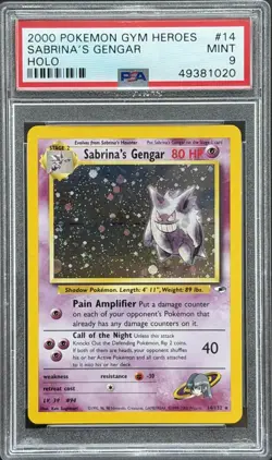 Pokemon Sabrina's Gengar 14/132 - PSA 9 MINT - Gym Heroes Holo Vintage Rare - Image 1
