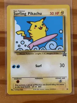 Surfing Pikachu Pokemon TCG Card Black Star Promo 28 Mint - Image 1