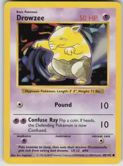 Pokemon TCG Drowzee Common Base Set (Shadowless) 049/102 - Image 1