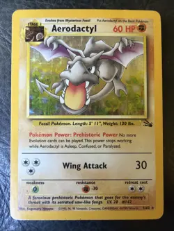 Pokemon TCG Aerodactyl #1/62 Fossil Holo Rare Vintage Heavily Played - Image 1