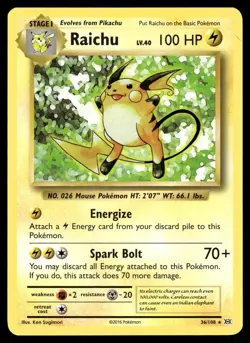 RAICHU - 36/108 Rare Evolutions Pokemon NM - Image 1
