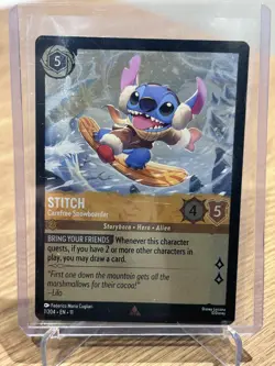 7/204 Stitch - Carefree Snowboarder - Winterspell - Rare - FOIL - Disney Lorcana - Image 1