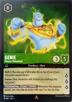76/204 GENIE POWERS UNLEASHED THE FIRST CHAPTER RARE DISNEY LORCANA CARD - Image 1