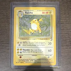 Pokemon TCG Raichu 16/130 Base Set 2 Holo Rare 80 HP Card English 2000 - Image 1