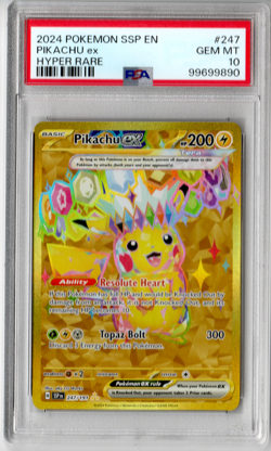 Pokemon Pikachu ex Gold Hyper Rare 247/191 Surging Sparks PSA 10 - Image 1