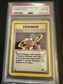 Wizards of the Coast 2000 Gym Challenge Sabrina Trainer Holo PSA 8 20/132 EN - Image 1