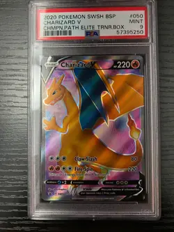 2020 Pokemon Champions Path ETB Charizard V Black Star Promo #SWSH050 PSA 9 Mint - Image 1