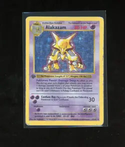1999 1ST EDITION Pokemon Base Set Shadowless Alakazam 1/102 Holo Foil Rare - Image 1