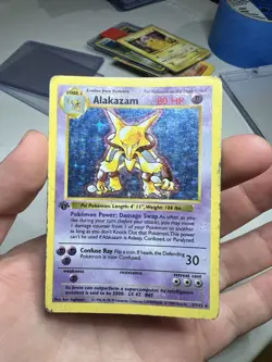 1999 1ST EDITION Pokemon Base Set Shadowless Alakazam 1/102 Holo Foil Rare - Image 3