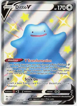 Pokemon Ditto V SV118/SV122 Holo V Rare Shining Fates Shiny Vault Pokemon NM - Image 1