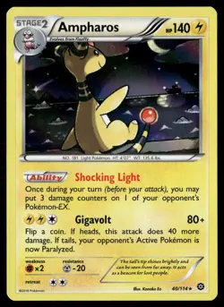 Ampharos 40/114 Holo Rare Steam Siege Pokemon Holo Lightly Played - Image 1